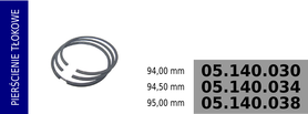 Pierścienie tłokowe kompresora  94 mm - 352.130.0215 / 352.130.0615