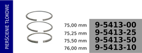 Pierścienie tłokowe kompresora 75,00 mm