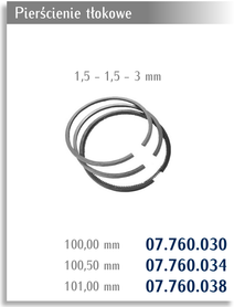 Pierścienie tłokowe kompresora  100 mm - 1,5x1,5x3 mm