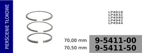 Pierścienie tłokowe kompresora 70,00 mm