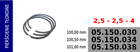 Pierścienie tłokowe kompresora 100,00 mm  -  2,5-2,5-4