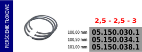 Pierścienie tłokowe kompresora 100,00 mm  -  2,5-2,5-3