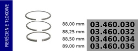 Pierścienie tłokowe kompresora 88,00 mm