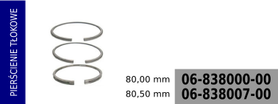 Pierścienie tłokowe kompresora 80,00 mm