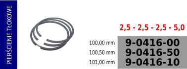 Pierścienie tłokowe kompresora 100,00 mm