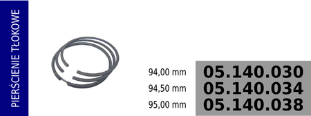Pierścienie tłokowe kompresora 94,00 mm