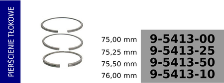 pierścienie tłokowe kompresora 75,00 mm