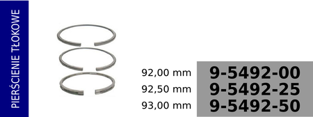 pierścienie tłokowe kompresora 92,00 mm